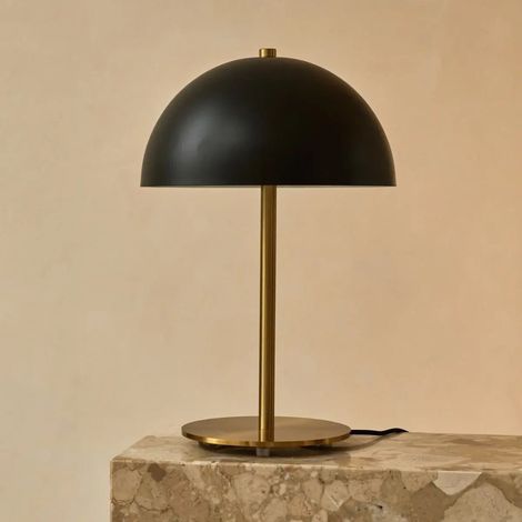 Lampe à poser design en métal noir et or - Luminaire de table E27 Ø 30 x H 47 cm - PANGIVO (1/5)