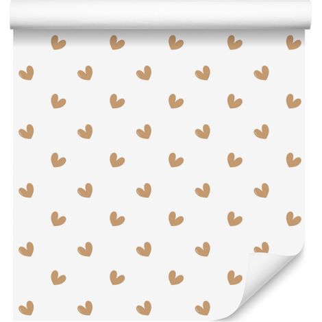 Herztapete Weiß, Creme, Beige und Gold 50x1000 cm (1/5)