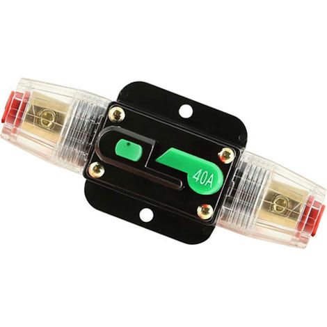 Disjoncteur Auto Protection de Voiture DC12-48V avec Porte Fusible de Réinitialisation Manuel, Étanche Intégré pour Bateau Système Protection (40A)