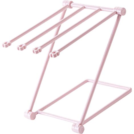 Séchoir à torchons pliable sur comptoir 4 bras vertical support essuie-main rangement lavette cuisine rose clair (1/5)
