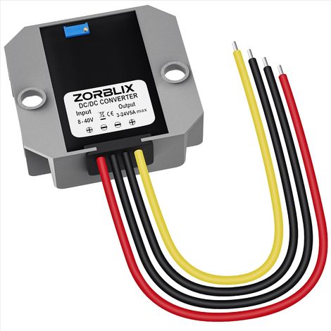 CC 8-40V Convertisseur Abaisseur, Convertisseur Buck DC 24V/12V vers 5V 5A Régulateur Abaisseur 25W, Efficacité 95%, Étanche, Sécurité Contre Les Courts-Circuits pour autoradios, Bandes LED (1/5)