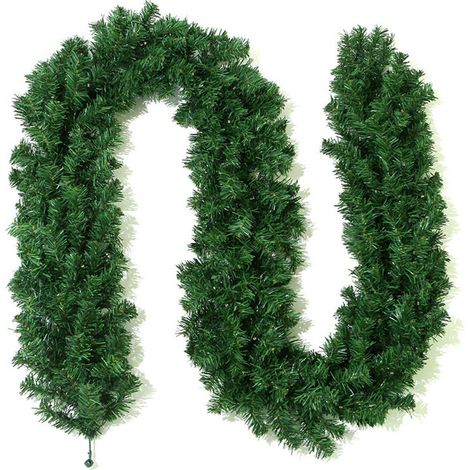 Couronne de noël en rotin vert, 2.7m, PVC, ignifuge, décoration d'arbre de noël, couronne de noël(180 têtes) (1/5)