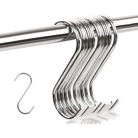 (Medium Size)10pcs Stainless Steel S Shape Hook Strong Non-Magnetic Multifunctional Kitchen Wardrobe Hooks (1/5)