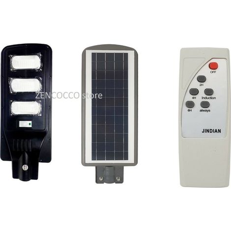 90W Lampione Stradale Faro Luce LED Pannello Energia Solare Crepuscolare IP65