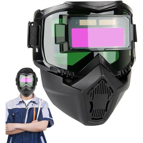 Casque de Soudage à Assombrissement Automatique, Protection Amovible pour Soudage, Masque Respiratoire pour Meulage et Soudure avec Écran de Protection