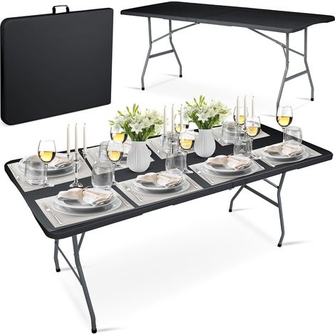 Tavolo pieghevole da giardino per catering 180 cm plonos nero