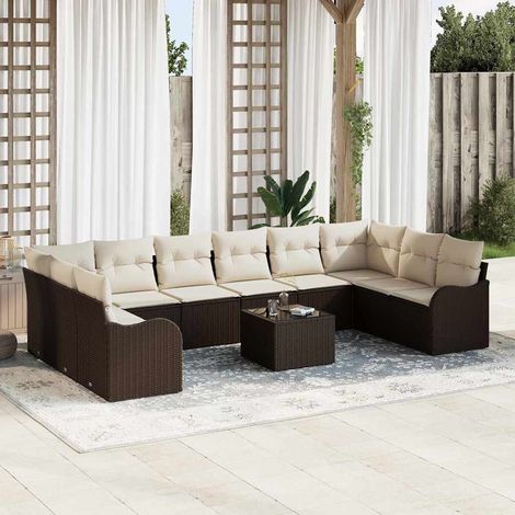 Gartensofa-set Braun 55 x 55 x 37 cm Poly-Rattan