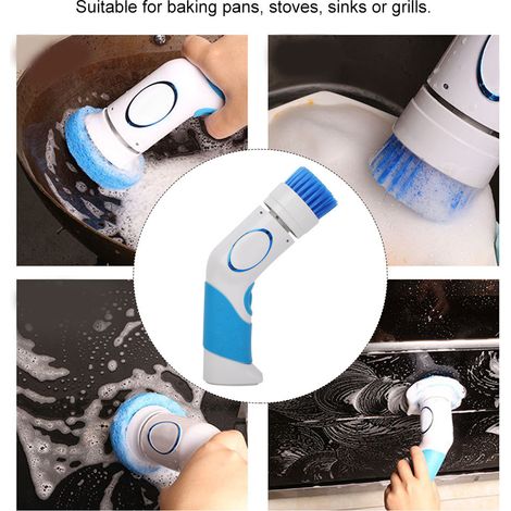 Lave-vaisselle électrique portatif, brosse à vaisselle, éponge à récurer, brosse de nettoyage pour baignoire, sans piles, expédié sur AliExpress et Amazon. (1/5)