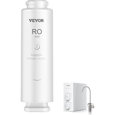 VEVOR Sistema de Ósmosis Inversa, 10 Etapas 600 GPD, Cartucho de Filtro RO por 24 Meses, Reduce el Plomo y el Cloro, Compatible con el Filtro de Agua debajo del Fregadero SS-004, Φ 100 x 341 mm (1/5)