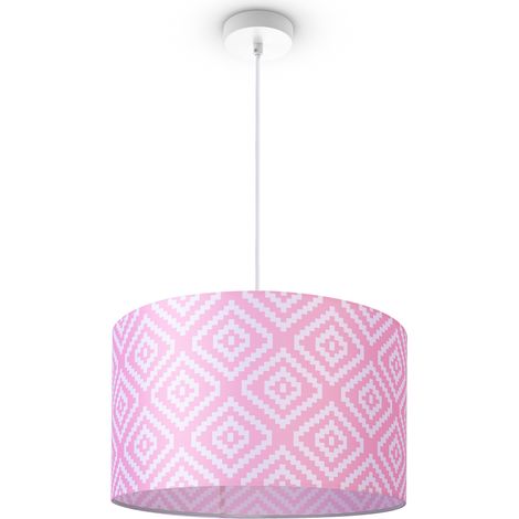 Paco Home Lámpara De Techo Pantalla Tela De Suspensión E27 Colgante Dormitorio Redonda Lámpara colgante - Blanco, Diseño 8 (Ø45,5 cm) (1/4)