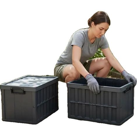 Faltbare Aufbewahrungsboxen, 65L Kapazität, stapelbares Design, Rot (1/2)
