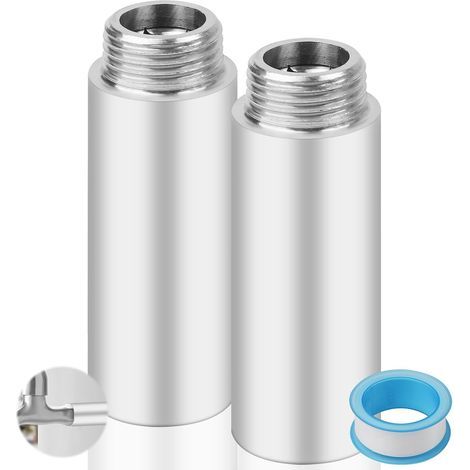 Set mit 2 Edelstahl-Armaturenverlängerungen G1/2, 70 mm, Gewindeanschluss für Bad und Küche (1/5)