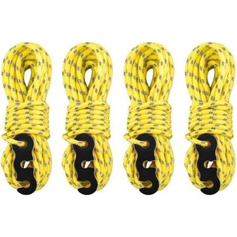 4 Pièces Corde Nylon, Réfléchissante 3mm, Tendeur Aluminium, Pour Camping Tente Randonnée (1/5)