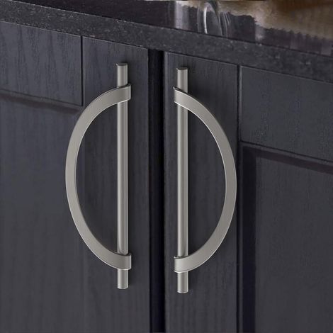 Tirador para muebles de cocina, color gris perla, juego de 2 unidades con tornillos, fabricado en aleación de zinc, para escritorios y cajones, distancia entre agujeros: 128 mm (1/5)
