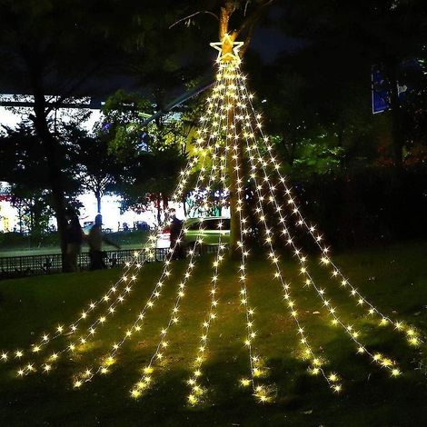 Décorations de Noël, guirlandes lumineuses extérieures, étoiles pour sapin de Noël, minuterie, guirlandes lumineuses étoiles pour jardin (1/3)