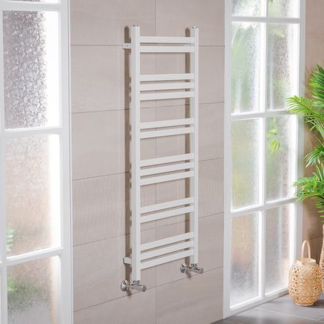 WarmeHaus 1200x500mm Square Ladder Heated Towel Rail White (1/5)