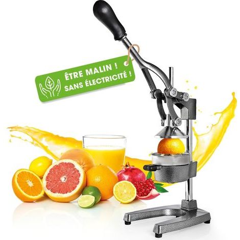 Stainless steel citrus juicer. High-quality, very quiet manual citrus press. Powerful for extracting much more juice. Food-grade grinder for juicing oranges, lemons, apples, and pomegranates. (1/5)
