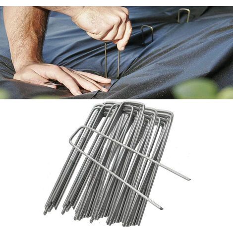 Fixing Pegs, Camping Pegs, 20 Pcs, Steel (150x40x3mm), for Garden, Mulch and Artificial Grass (1/4)
