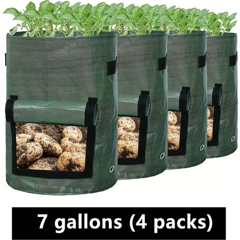 Sacs de plantation pour pommes de terre avec rabats et poignées  sacs de plantation pour légumes (7 gallons – 4 sacs par paquet) (1/5)
