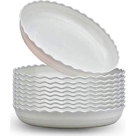 Untersetzer für Blumentöpfe, 8er-Set weiße Kunststoffuntersetzer, für Zimmer- und Gartenpflanzen, 32,5 cm