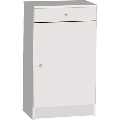 Niedriger Mehrzweck-Kleiderschrank mit einer Tür und einer Schublade Weiß 46x34x h80 cm