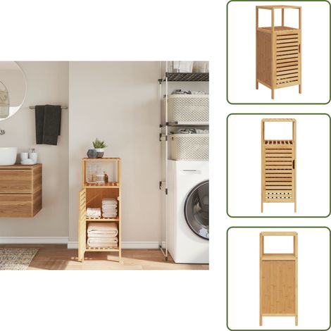 Meuble de salle de bain - vidaXL Armoire de salle de bain avec étagère 36x33x87 cm bambou - Porte à persiennes