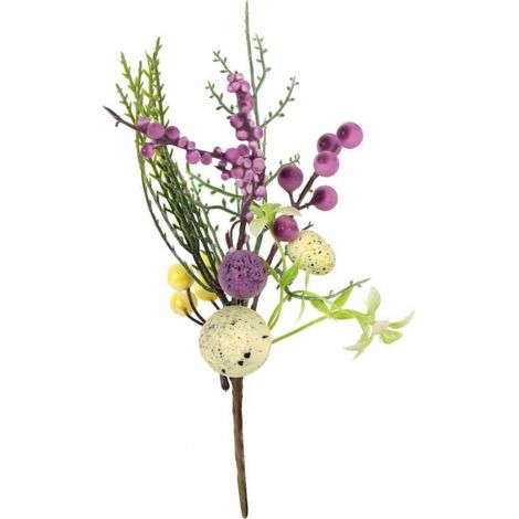 Ramo pasquale PIK con uovo 26 CM viola e crema (1/3)