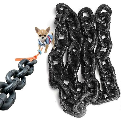 Chaîne laisse à maillons patte de fer pour petits chiens, plastique imitant fer, légère robuste, 2m, noire (1/5)