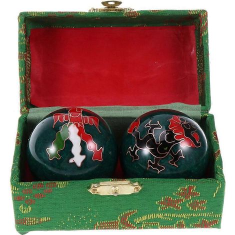 Lot de 2 balles de méditation chinoises anti-stress (bleues)