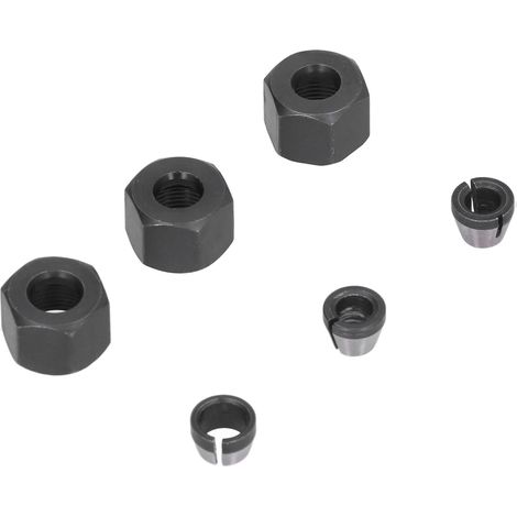 Kit de 6 adaptateurs de pince de défonceuse en acier au carbone (6 mm, 6,35 mm et 8 mm) avec écrou pour affleureuse (1/5)