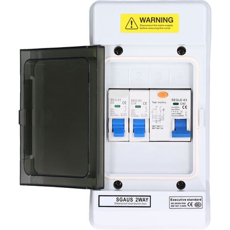 2-Wege-Leistungsschalter IP66, 40 A 30 mA Fehlerstromschutzschalter (RCD) + 2 Leitungsschutzschalter (MCB) (6 A + 16 A) 230 V AU (1/5)