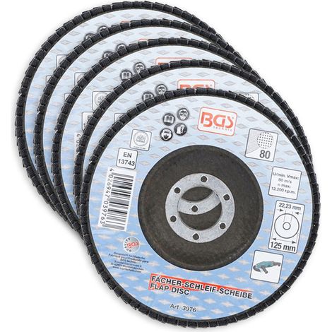 Lot 5 disques Ø 125 mm 22 mm a lamelles bgs grain de 80 (1/4)