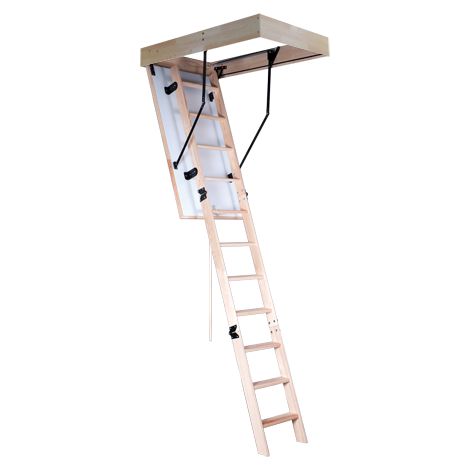 Levigne – Escalier escamotable en bois isolé – Trappe sandwich 56 mm – Hauteur jusqu'à 2m80 – Caisson 120x60 cm – Isolation thermique U=0.7 W/m².K