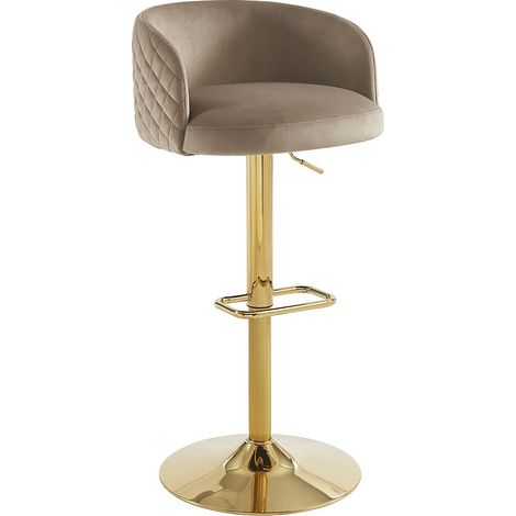 Sgabello da bar in Velluto e Metallo Dorato Altezza regolabile Beige - PERLANITA di PASCAL MORABITO