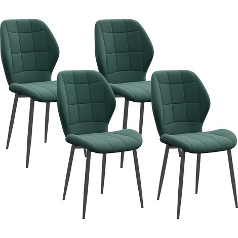 Set of 4 Green Flannel Tub Dining Chairs for Comfortable Dining and Relaxed Seating (1/5)