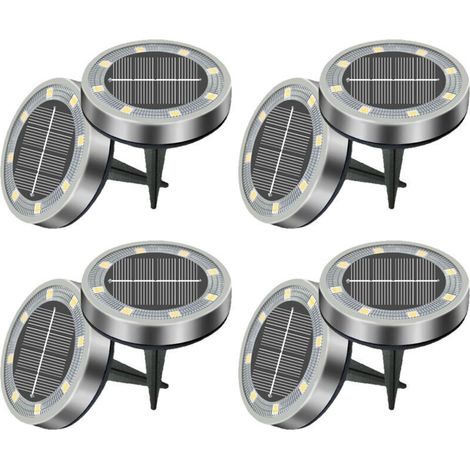 Set of 8/12/18 Solar Garden Lights - 8 Cool White Waterproof LEDs - Decoration for Lawn, Driveway, Path