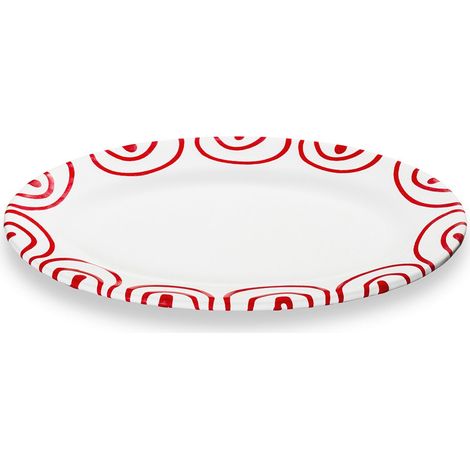 Gmundner Keramik Rotgeflammt, Platte oval mit Fahne (21x14cm)