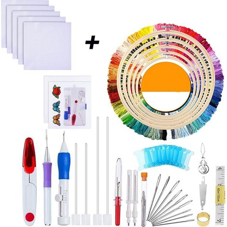 1 Kit aiguille à perforer, 3 tailles interchangeables, plastique ABS, ajustable longueur boucle, broderie tricot（Q3 : Nouveaux produits pour le mois d'août） (1/5)