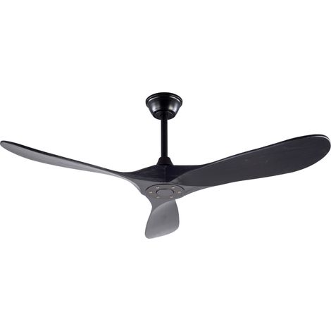Ventilador de techo negro de 132 cm (52") con 3 aspas de madera, mando y 6 velocidades (1/5)
