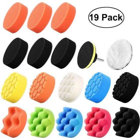 Kit Ulisem de 19 piezas con almohadillas y esponjas de pulido de 80 mm y broca M14 para lijado y pulido de automóviles con pulidora de doble acción RO/DA. (1/5)