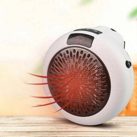 Enowelir Radiateur Électrique Portable 900W avec Affichage LED, Chauffage PTC à Prise Murale en Blanc (1/5)