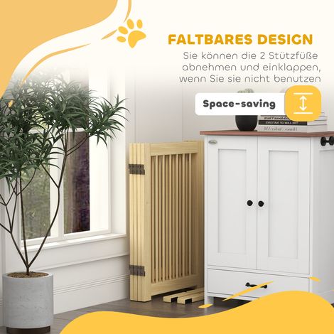 Barrière chien autoportante 4 panneaux flexible pin bois naturel 204x36x75 cm (1/4)