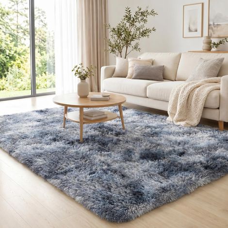 Tapis Chambre Long Poil 200x280cm Lavable en Machine Doux Et Moelleux, Gris Tie-Dye Moderne Élégant, Dessous Antidérapant, Parfait Pour Salon Et Chambre Garçon/Fille (1/5)