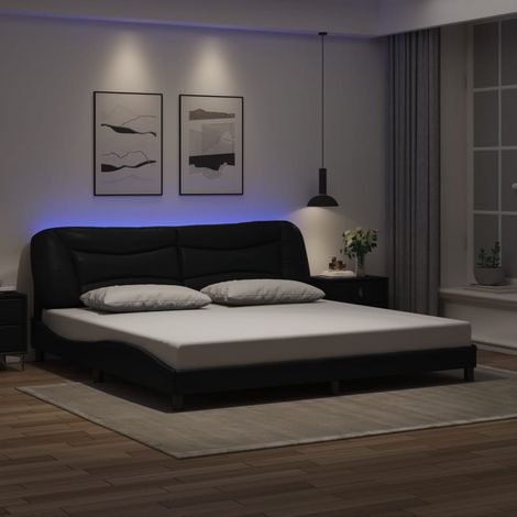 Bettgestell mit LED Schwarz 200x200 cm Kunstleder vidaXL325951 (1/5)