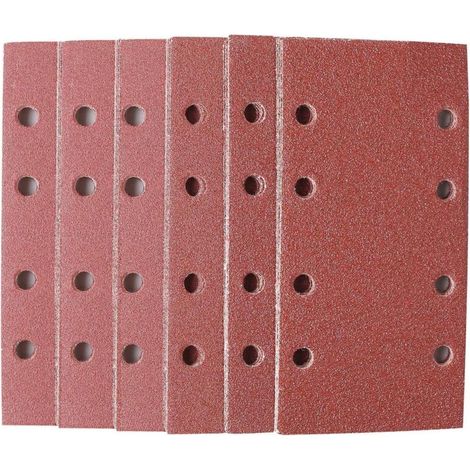 30 Blatt Schleifpapier, selbstklebende Schleifpads mit Körnung 40/60/80/120/180/240, rechteckiges Schleifpapier mit 8 Löchern für Schleifmaschinen (18,5 x 9,3 cm) (1/4)