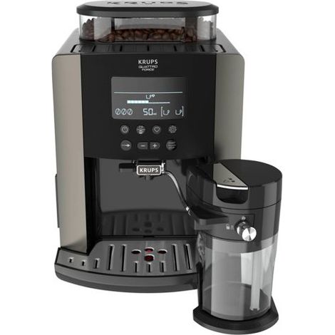 Krups Quattro Force Arabica Latte EA819E - 15 Bar Superautomatische Kaffeemaschine, LCD-Display, Milch- und Getränkeindividualisierungsprogramme, professionelles Metallmahlwerk, Reinigungsmodus, Milch (1/5)