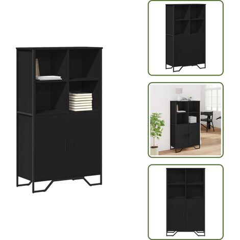 Buffet haut noir 79,5x35,5x137,5 cm bois d'ingénierie - Buffet Haut - Buffets Hauts - Buffet - Armoire (1/5)