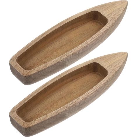 Maquette de Bateau en Bois Inachevée 2pcs Ornement Décoratif Rustique pour Bureau et Maison, Modèle Créatif Flottant à Peindre et Colorer (1/5)