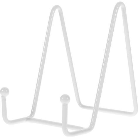 Support multifonctionnel en métal pour assiettes, chevalet, présentoir de table pour cadres photo, support d'exposition en métal-10.50X10.50X7.50CM-White (1/3)