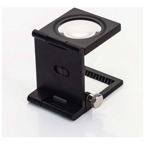 Mini lente d'ingrandimento pieghevole a tre schermi 10X in lega di zinco con scala graduata per gioielli, strumenti ottici e tessuti, 28 mm